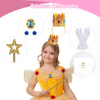 woxafo 5PCS Princess Crown Accessories, Princess Tiara Headband/Wand/Gloves/Brooch/Earrings for Girls Women Halloween Cosplay Party Dress Up