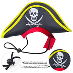 Aichiyu 2 Pieces Skull Print Pet Pirate Hat with Pirate Skull Bandana Dog Cat Captain Cap Halloween Pirate Cosplay Costume Halloween Party Hat Dress Up Costume Accessories (C)