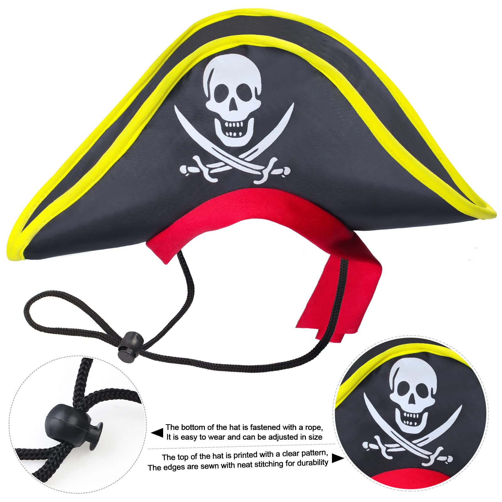 Aichiyu 2 Pieces Skull Print Pet Pirate Hat with Pirate Skull Bandana Dog Cat Captain Cap Halloween Pirate Cosplay Costume Halloween Party Hat Dress Up Costume Accessories (C)