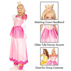 Leg Avenue Womens 2 Pc Classic Pink Princess Costume with Satin Gown, Crown Headband, MEDIUM, Pink