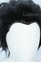 Linfairy Short Black Cosplay Wig Halloween Slicked back Costume Wig for Men