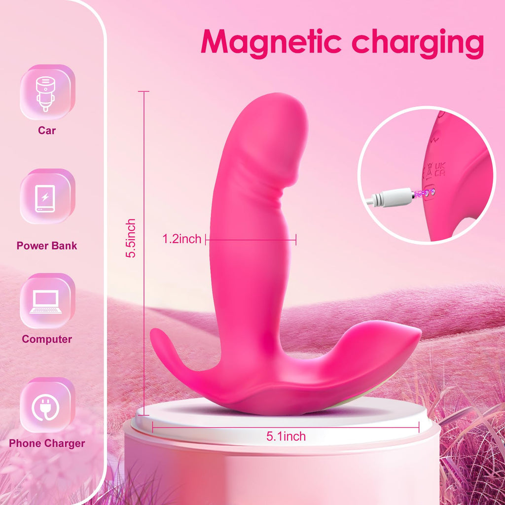 Wearable G Spot Dildo Vibrators Adult Sex Toys for Women or Men, App Remote Control Panty Mini Vibrator with 10 Quickly Wiggling & Vibrating Modes Panties Quite Rose Toy Sex Machine