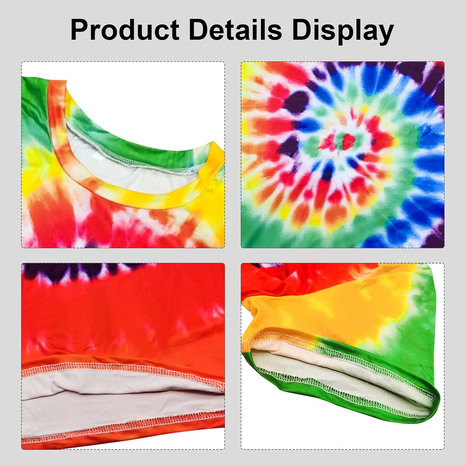 Hippie Costume for Men Women 60s and 70s colorful T-shirt sunglasses headband Peace necklace 4-piece theme party