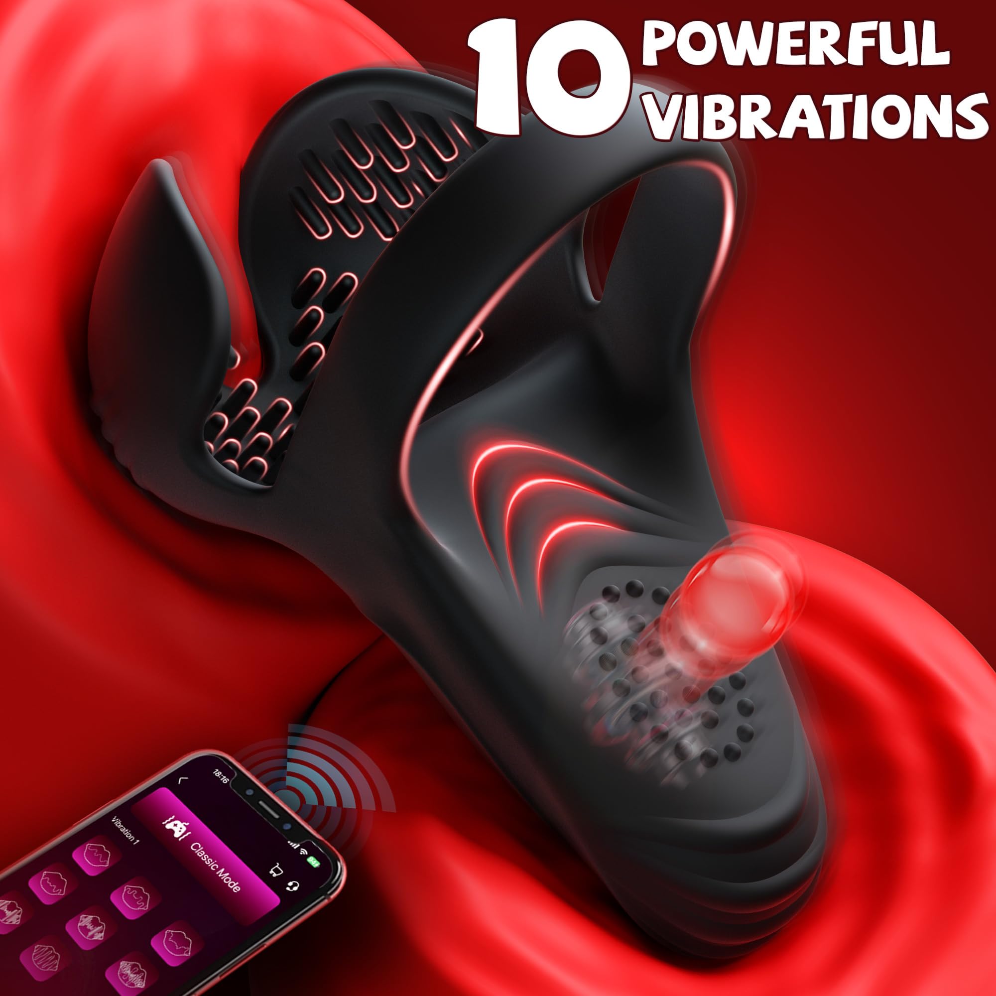 Kerero Vibrating Cock Ring Sex Toys for Men, Penis Ring Vibrator with 10 Vibrations, APP Control Male Sex Toy for Testicle Stimulator Adult Toy for Men Erection Sex, Adult Toys Couple Sex Toys