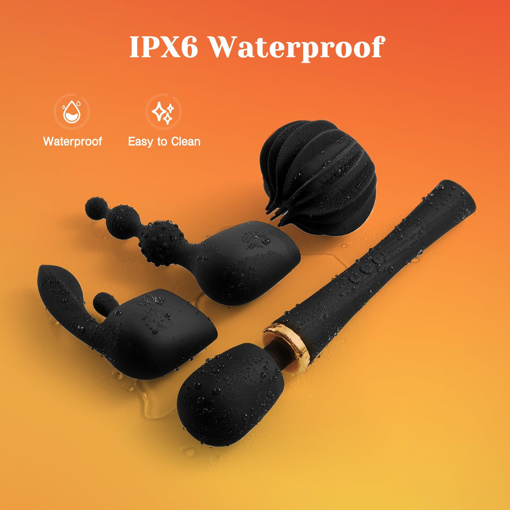 Tracy's Dog Wand Vibrator Kit, Cordless Massager with 3 Silicone Attachments for Clitoral, G-Spot & Anal Stimulation, Sex Sets Gift for Couples & Women Pleasure, Adult Toys with 3 Speeds & 5 Patterns