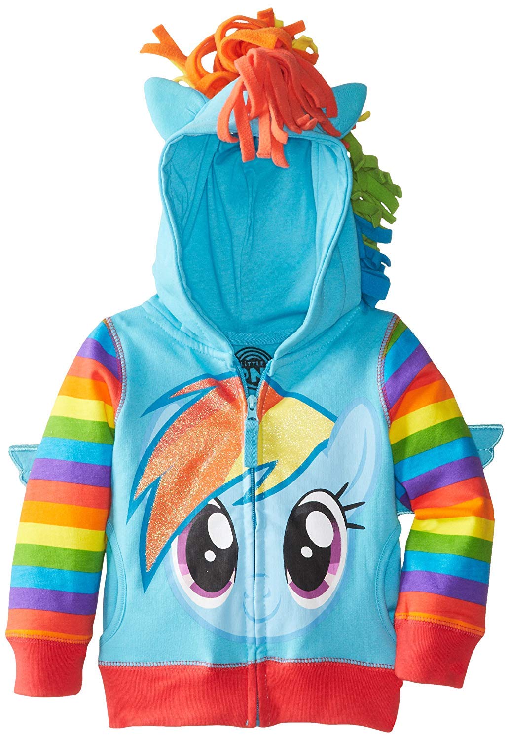 My Little Pony Girls' Rainbow Dash Cosplay Hoodie, Rainbow Dash, 8-10