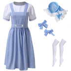 Women's Blue Gingham Costume, Storybook Character Dress Set for Halloween, Cosplay, and Themed Parties