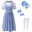 Women's Blue Gingham Costume, Storybook Character Dress Set for Halloween, Cosplay, and Themed Parties