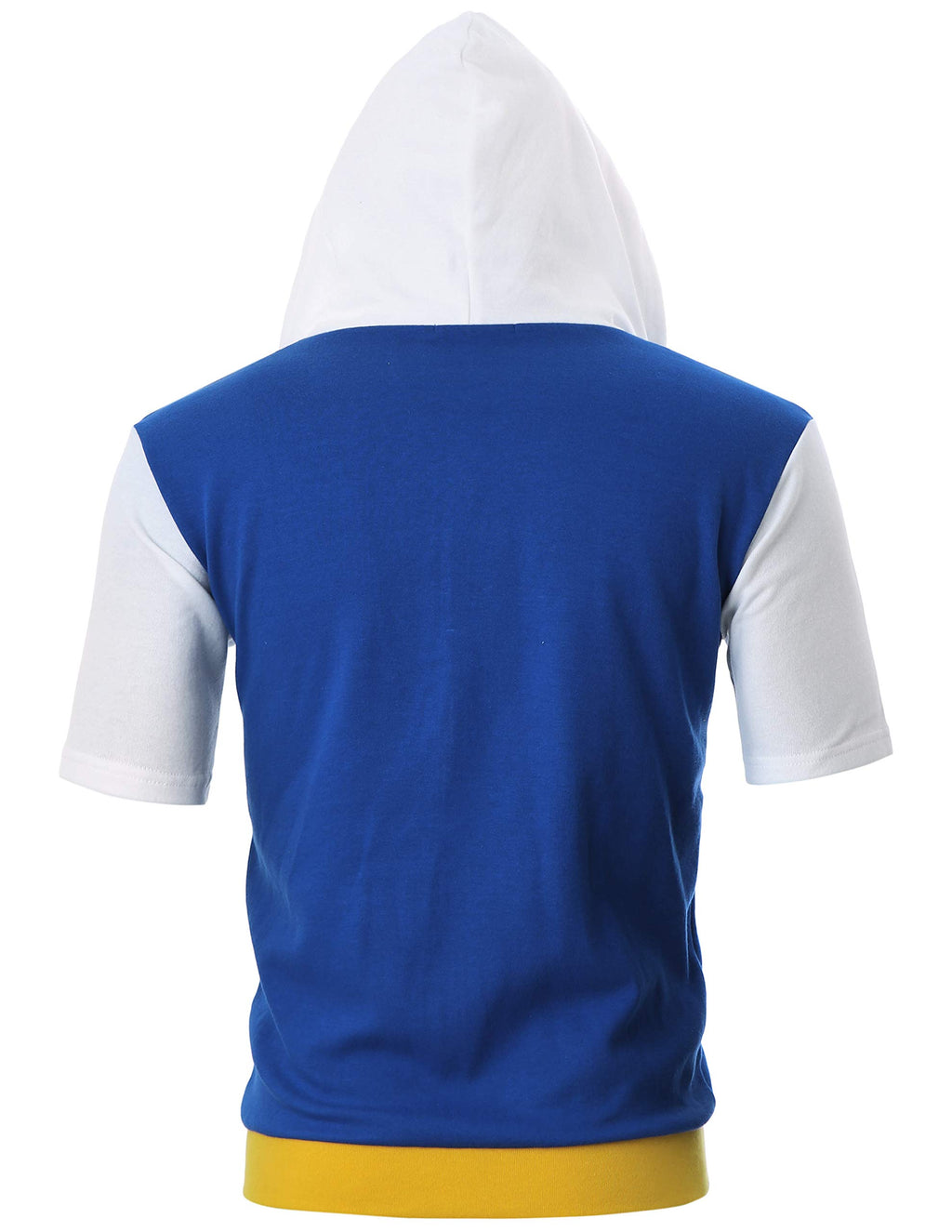 Ohoo Mens Slim Fit Short Sleeve Lightweight Zip-up Hoodie for Outfit and Character Play / DCF057-BLUE/WHITE-XL