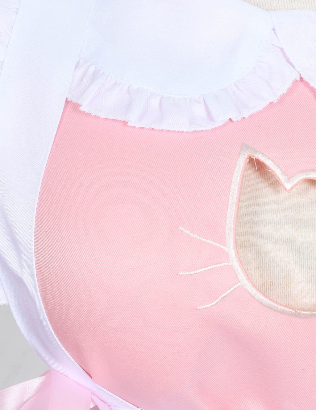 Anime French Cat Maid Apron Fancy Dress Cosplay Costume Headwear Gloves Socks Set(Pink L)