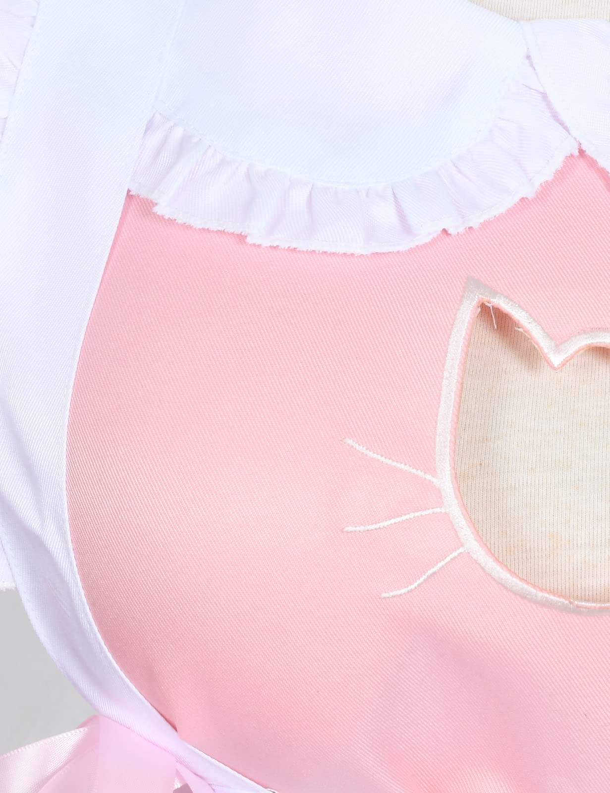 Anime French Cat Maid Apron Fancy Dress Cosplay Costume Headwear Gloves Socks Set(Pink L)