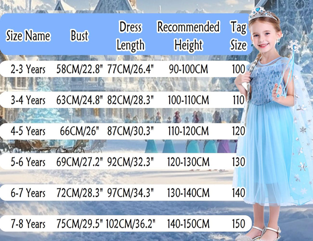 iTVTi Little Girl Princess Dress Halloween Carnival Cosplay Costume with Accessories Blue, 3-4 Years (Tag 110)