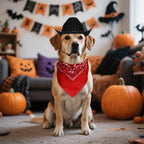 choyaxo Halloween Costumes for Dogs Cat Pet Cowboy Costume Cowboy Hat with Bandana Set for Halloween, Christmas, Holiday, Party, Cosplay (Black, Medium)