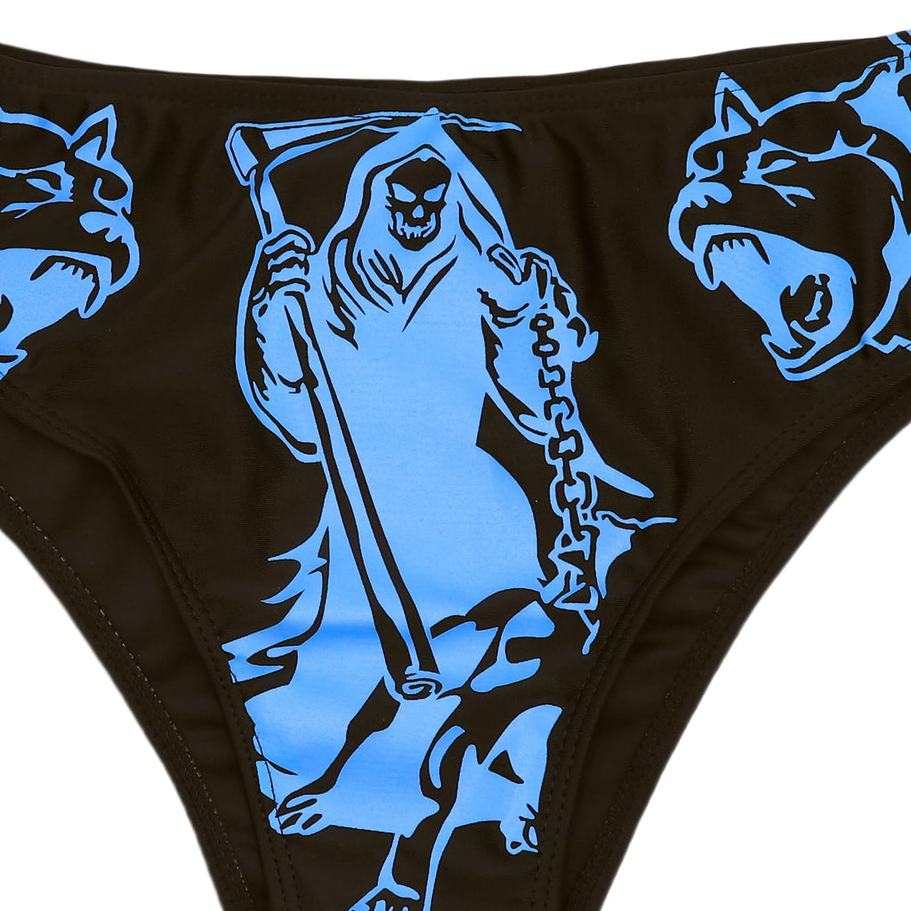 ZGMYC Women's Letter Skull Print Goth Swimsuit 2 Piece Sexy Strapless Bandeau Bikini High Waist Bathing Suit Festival Outfit