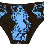 ZGMYC Women's Letter Skull Print Goth Swimsuit 2 Piece Sexy Strapless Bandeau Bikini High Waist Bathing Suit Festival Outfit