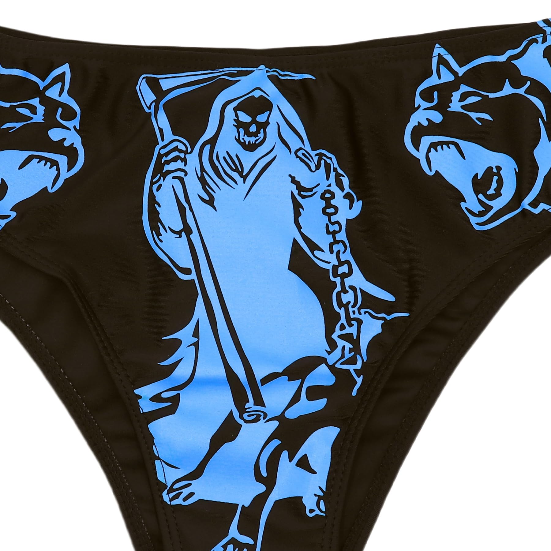 ZGMYC Women's Letter Skull Print Goth Swimsuit 2 Piece Sexy Strapless Bandeau Bikini High Waist Bathing Suit Festival Outfit