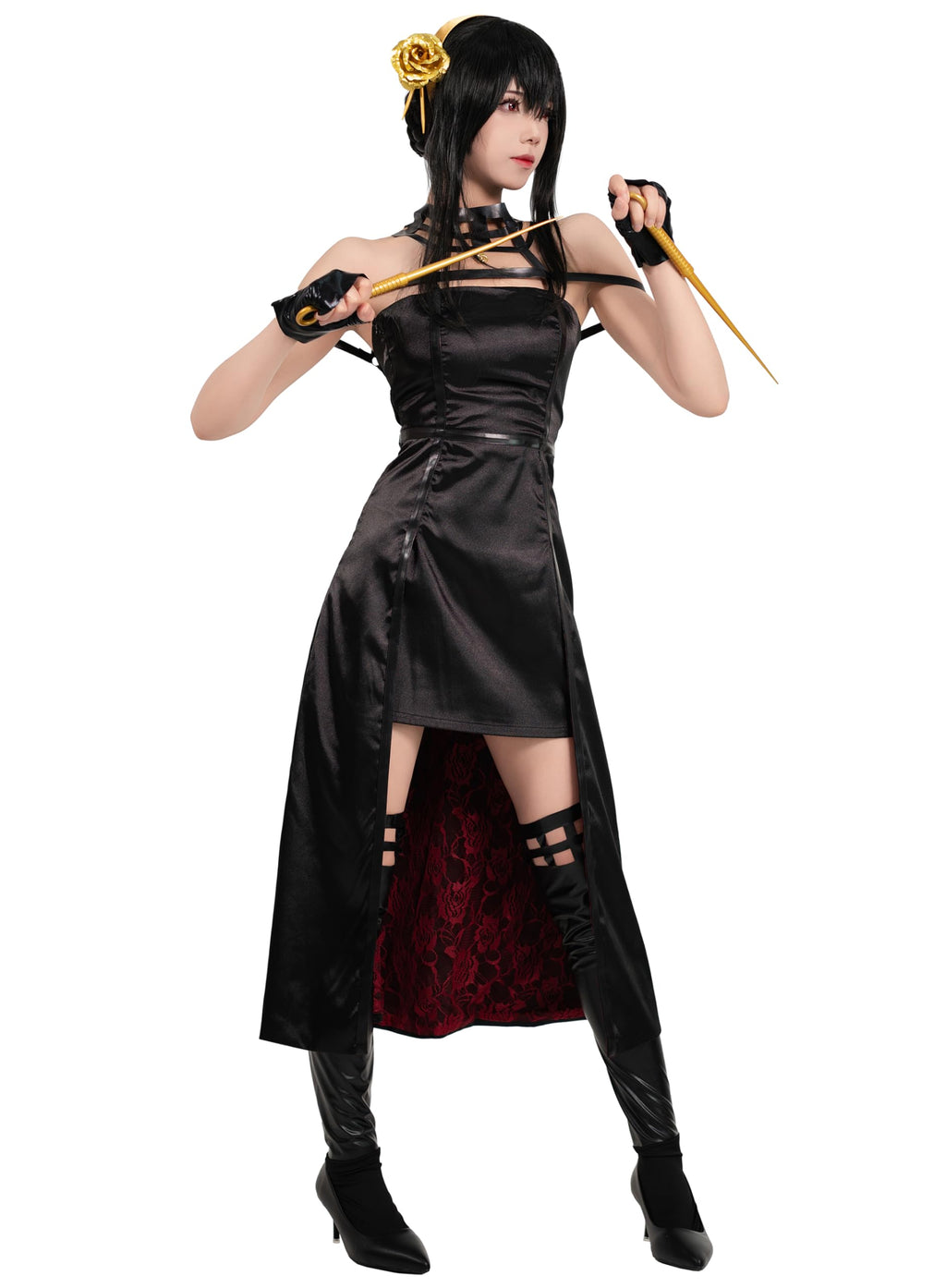 OSIAS Spy Family Yor Cosplay Outfit Yor Forger Yor Briar Thorn Princess Costume Dress(XL)