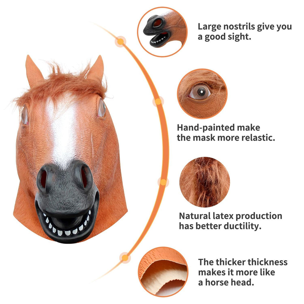 CreepyParty Horse Mask Party Dress Up Horse Head masks for adults Men Masquerade (brown)