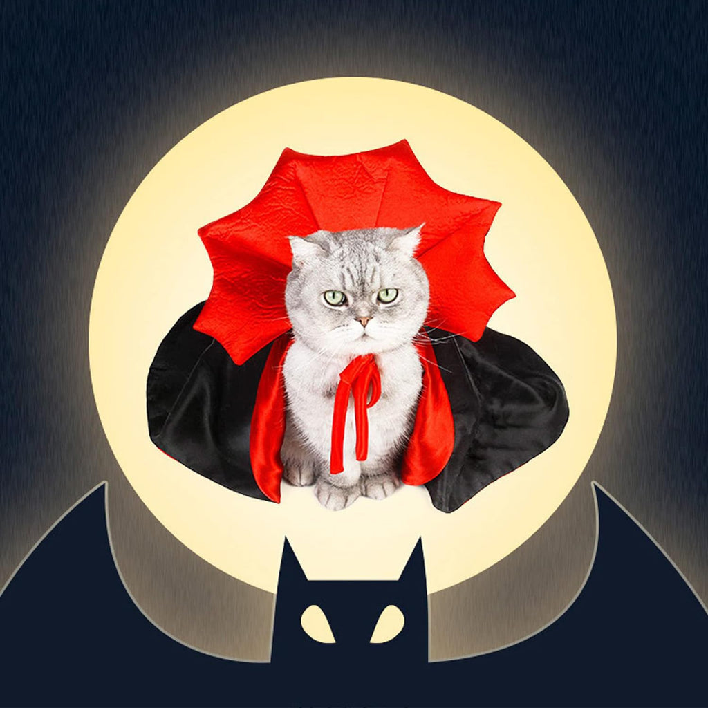 QIYADIN Pet Halloween Vampire Baron Cloak, Festival Cosplay Robe, Pet Halloween Costume Clothes Suit for Medium and Large Cats and Dogs