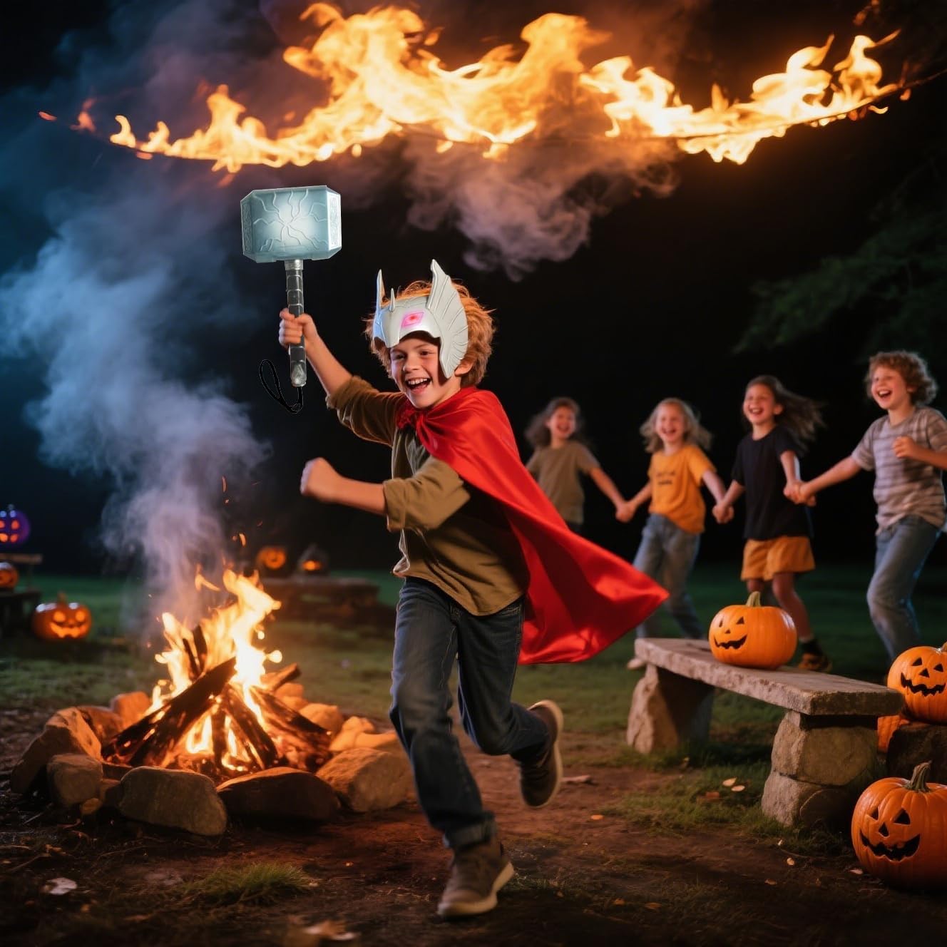 Lobcssud Children's Hero Character Toys Hammers and LED Light Mask Cape Children's Role-Playing Costumes Gifts for Children