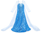 Luxury Princess Dress Costumes with Shining Long Cape Girls Birthday Party