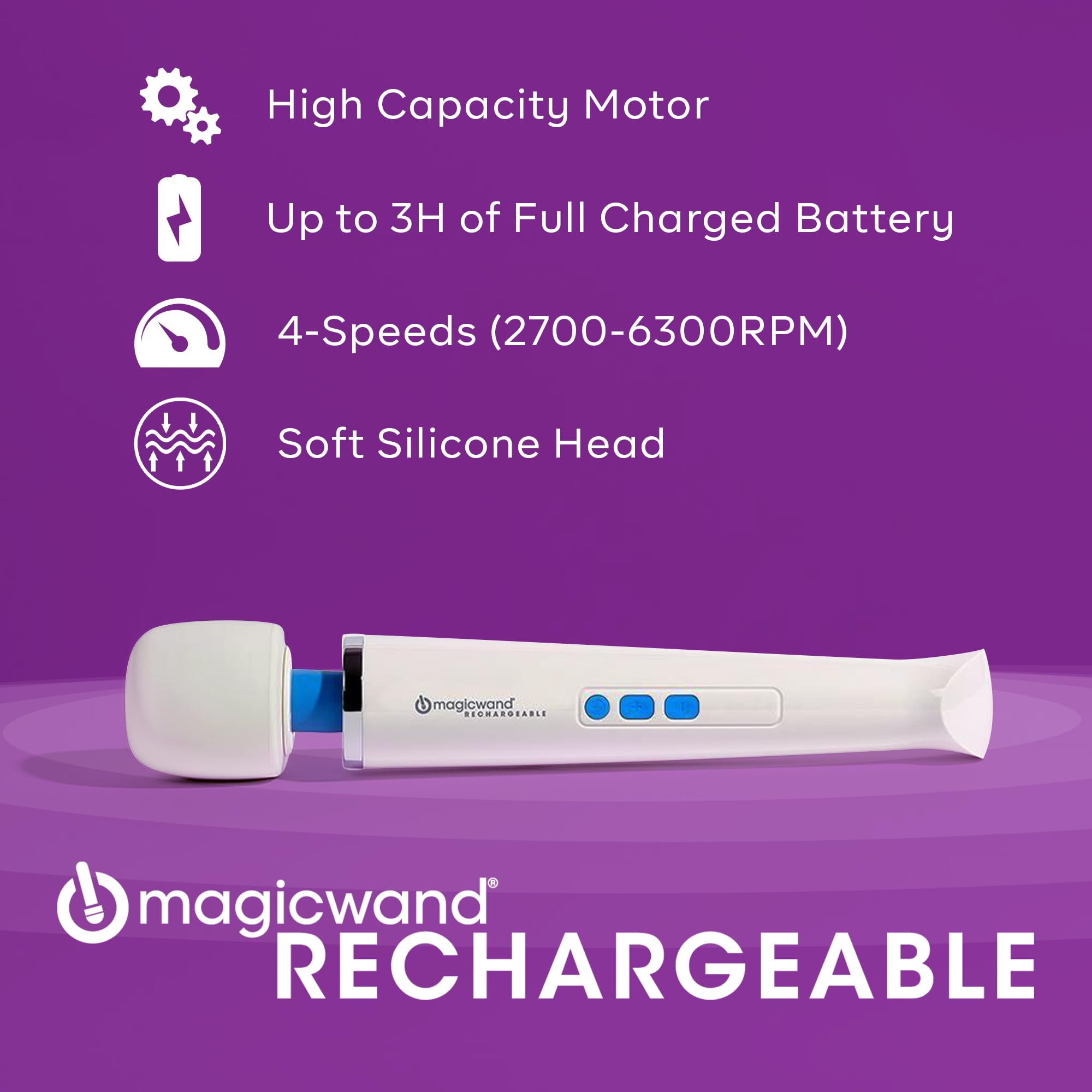 Magic Wand Massager Rechargeable HV-270 – Cordless Multi-Function Variable-Speed Neck Massager with Soft Silicone Head - Personal Massagers for Women, Neck, Hand, Back, Muscle, and Head Massager