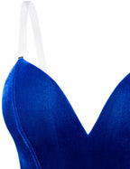 Women Velvet Bunny Costume Bunny Girl Suit Costume Senpai Cosplay One Piece Bodysuit Stockings Set(Blue S)