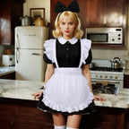 Cardkiss White Apron for Women Maid Apron with Bow Headband Set for Halloween Theme Party