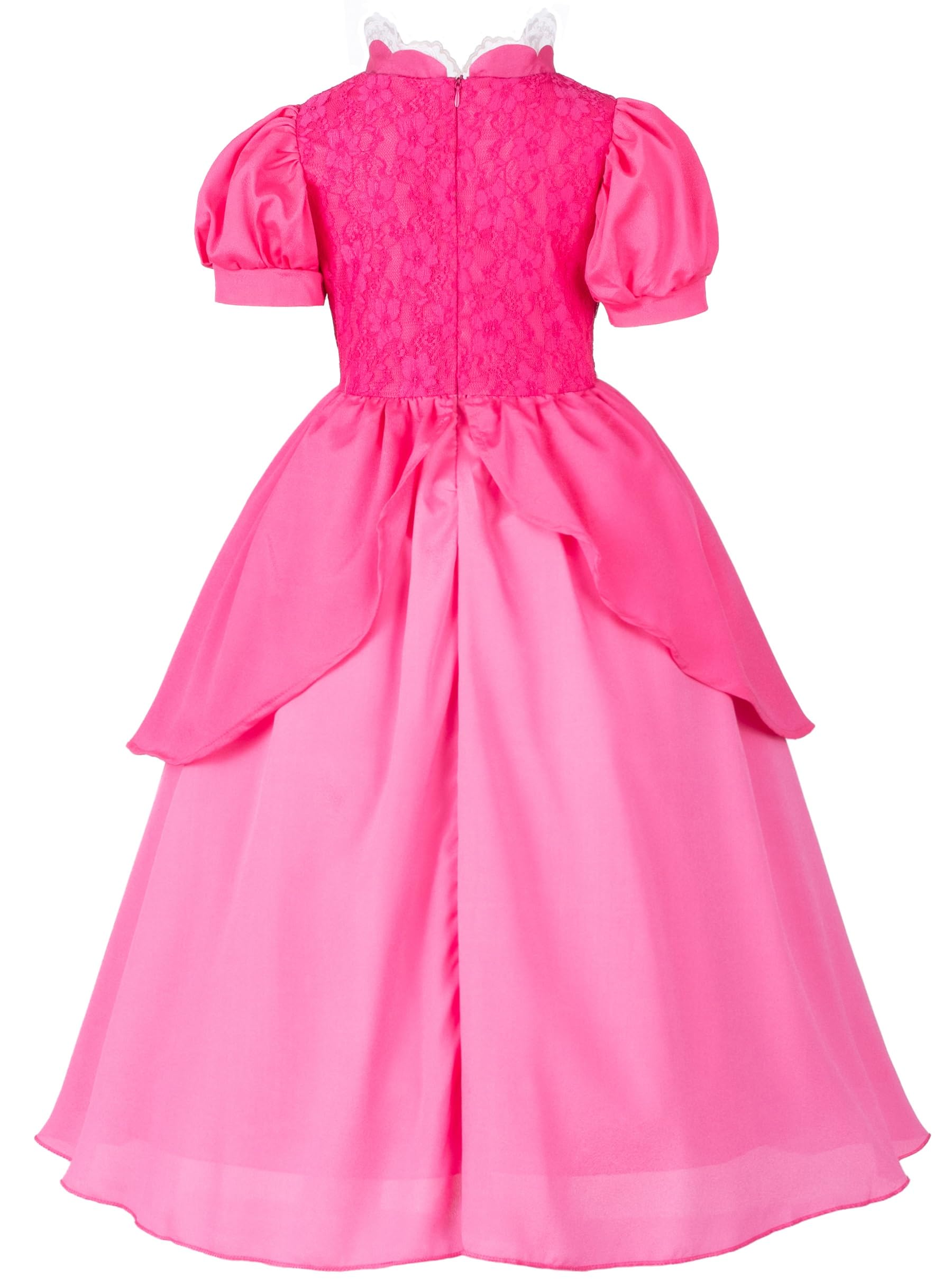 Bosvin Pink Princess Dress for Girls, Kids Princess costume with Crown Gloves Wand Earrings 3T 4T