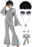 Women 70s Disco Costume 8 PCS Disco Outfit for Halloween Cosplay Party