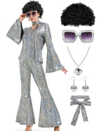 Women 70s Disco Costume 8 PCS Disco Outfit for Halloween Cosplay Party