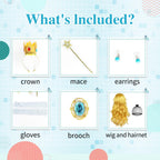 ANOGOL Hair Cap+ 28 Inch Princess Wig for Women Golden Long Wavy Wigs Peach Cosplay Wig Anime Synthetic Hair for Halloween Party Costume (1 Crown+ 1 Wand+ 2 Earrings+ 2 Gloves+ 1 Brooch)