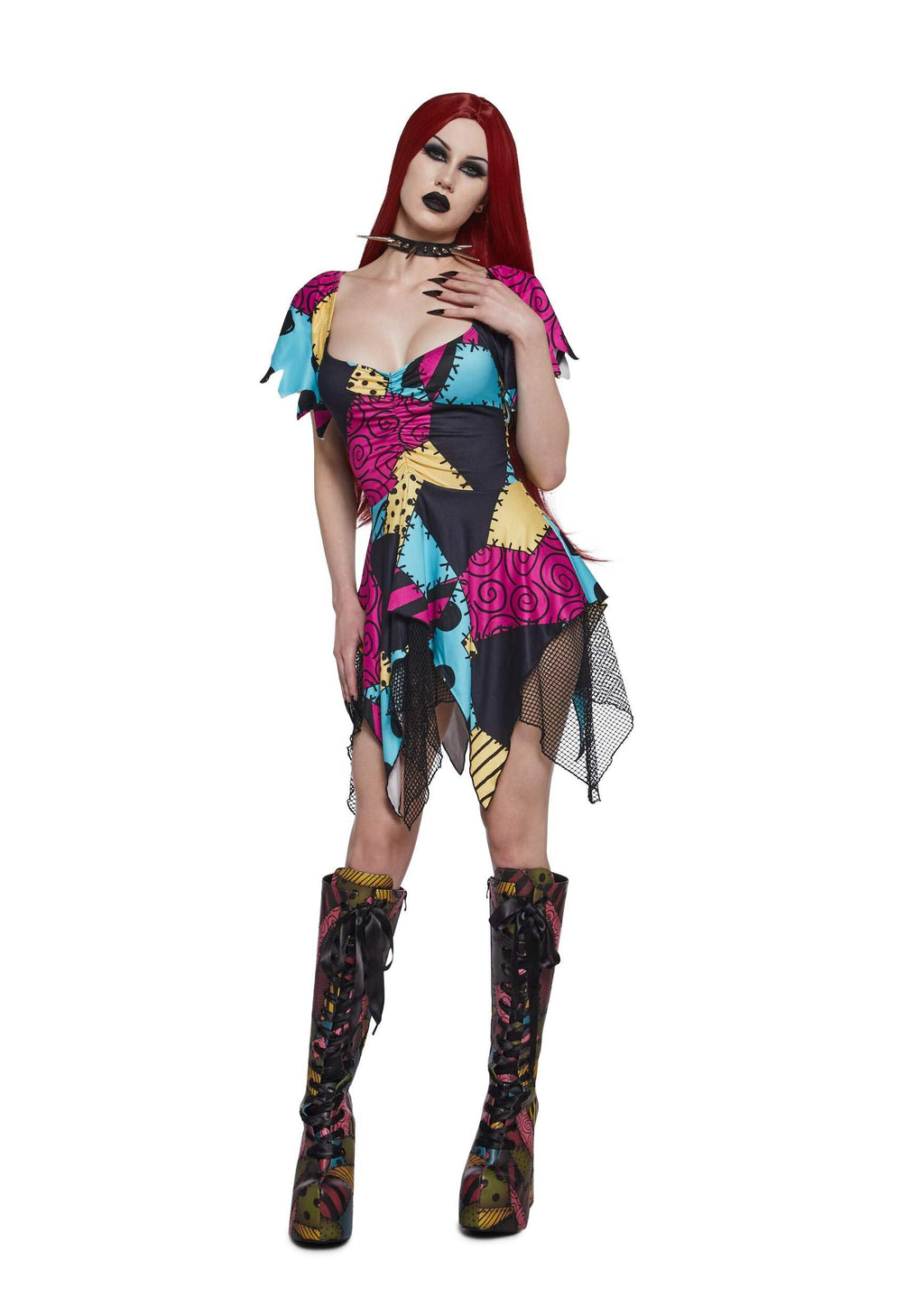 Dolls Kill Nightmare Sally Rag Doll Costume Dress – Halloween Colorblock Dress by Trickz N' Treatz, XX-Large