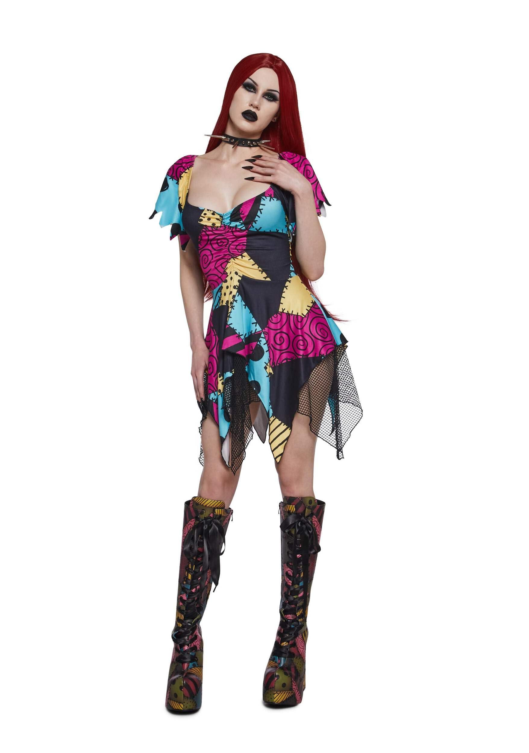 Dolls Kill Nightmare Sally Rag Doll Costume Dress – Halloween Colorblock Dress by Trickz N' Treatz, XX-Large
