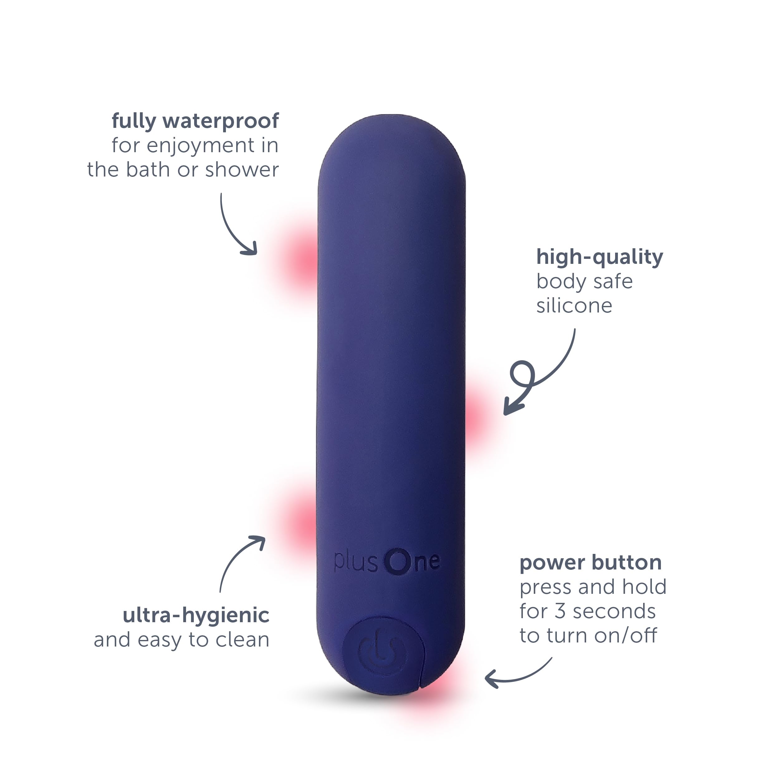 plusOne Bullet Vibrator for Women, Mini Vibrator Made of Body-Safe Silicone, Fully Waterproof, USB Rechargeable, Sex Toy Personal Massager with 10 Vibration Settings, Purple