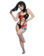haikyuu Women Gothic One Piece Swimsuit Black Red Sexy Halter Cutout Swimwear Buckle Waist Hollow Cosplay Bathing Suit (as1, Alpha, s, Regular, Regular, Standard, Black red)