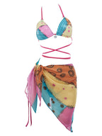 MEOWCOS Gothic Swimsuit for Women Goth Bikini Retro Cosplay Bath Swimwear with overskirt