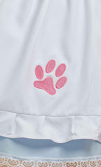 MEOWCOS Women's Maid Dress French Apron Kawaii Kitty Dress with Paw Embroidery Anime Cosplay Costume