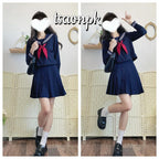 tsavnpk Japanese-style Sailor Uniform sailor suit Classic Japanese School Girls Sailor Dress Shirts Uniform Anime Cosplay Costumes with Socks set navy blue cosplay photography school uniform