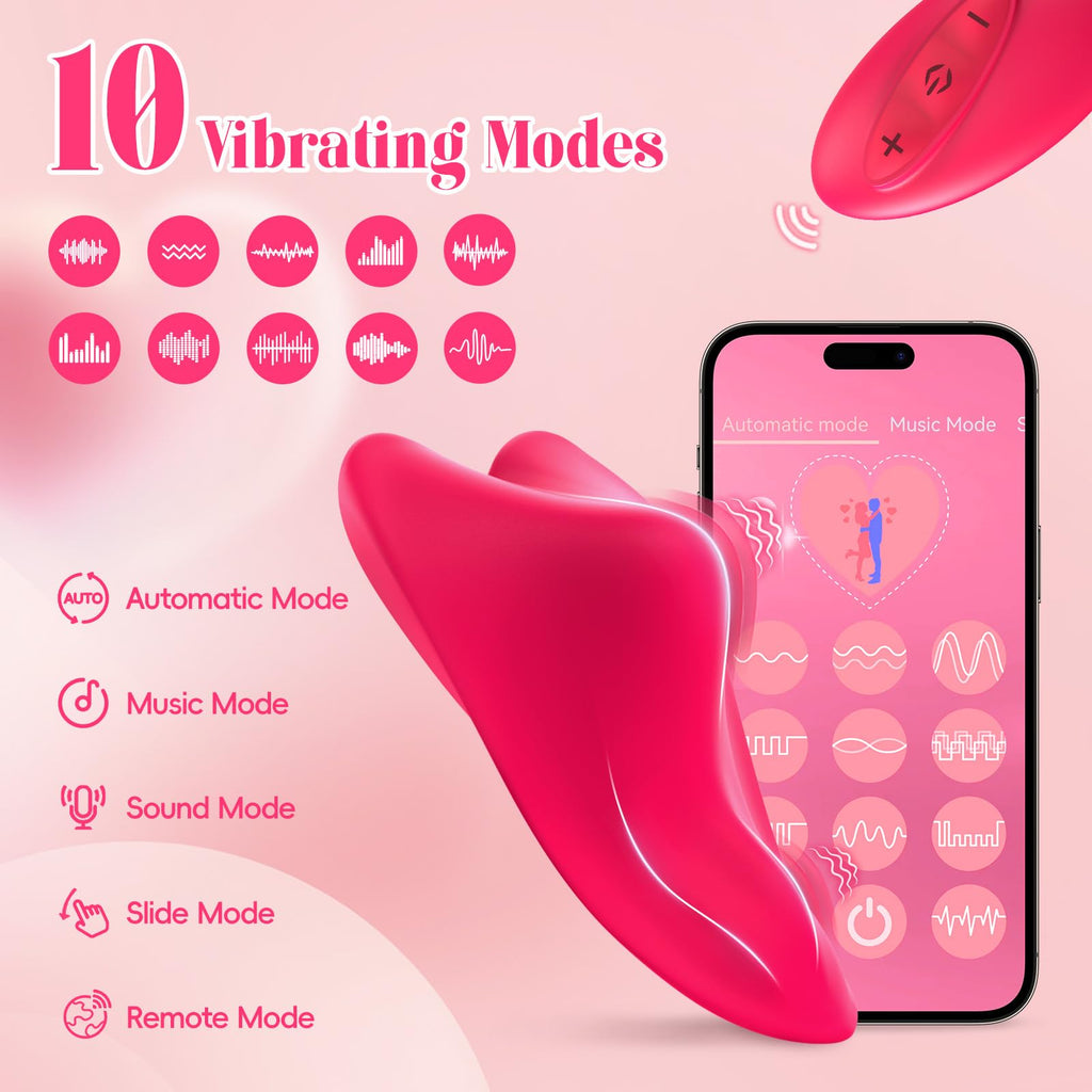 Remote Control Vibrator Couples Sex Toys, App Cellphone Wearable Couple Vibrator with Remote, Vibrating Panties with 10 Vibration Settings, Mini Bullet Vibrator for Women (Red)
