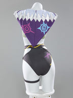 haikyuu Women Gothic Swimsuit Goth Bikini Set Cosplay Bathing Suit Halter with Hood and Sleeves (US, Alpha, Medium, Regular, Regular, Standard, Multicolored)