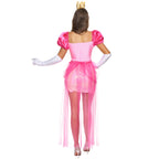 Spooktacular Creations Pink Princess Costume Women, Halloween Fairy Tale Dress Adult Fancy Skirt With Necklace Crown Gloves for Birthday Cosplay Parites-S