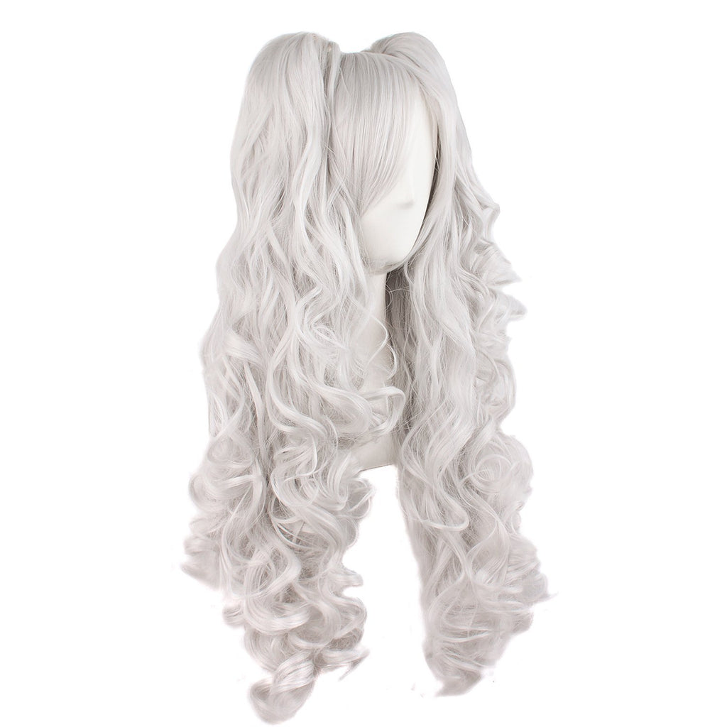 TSNOMORE White Pigtail Wig for Women Synthetic Long Curly Cosplay Wig Halloween Costume Party Cosplay Wig (Color-10)
