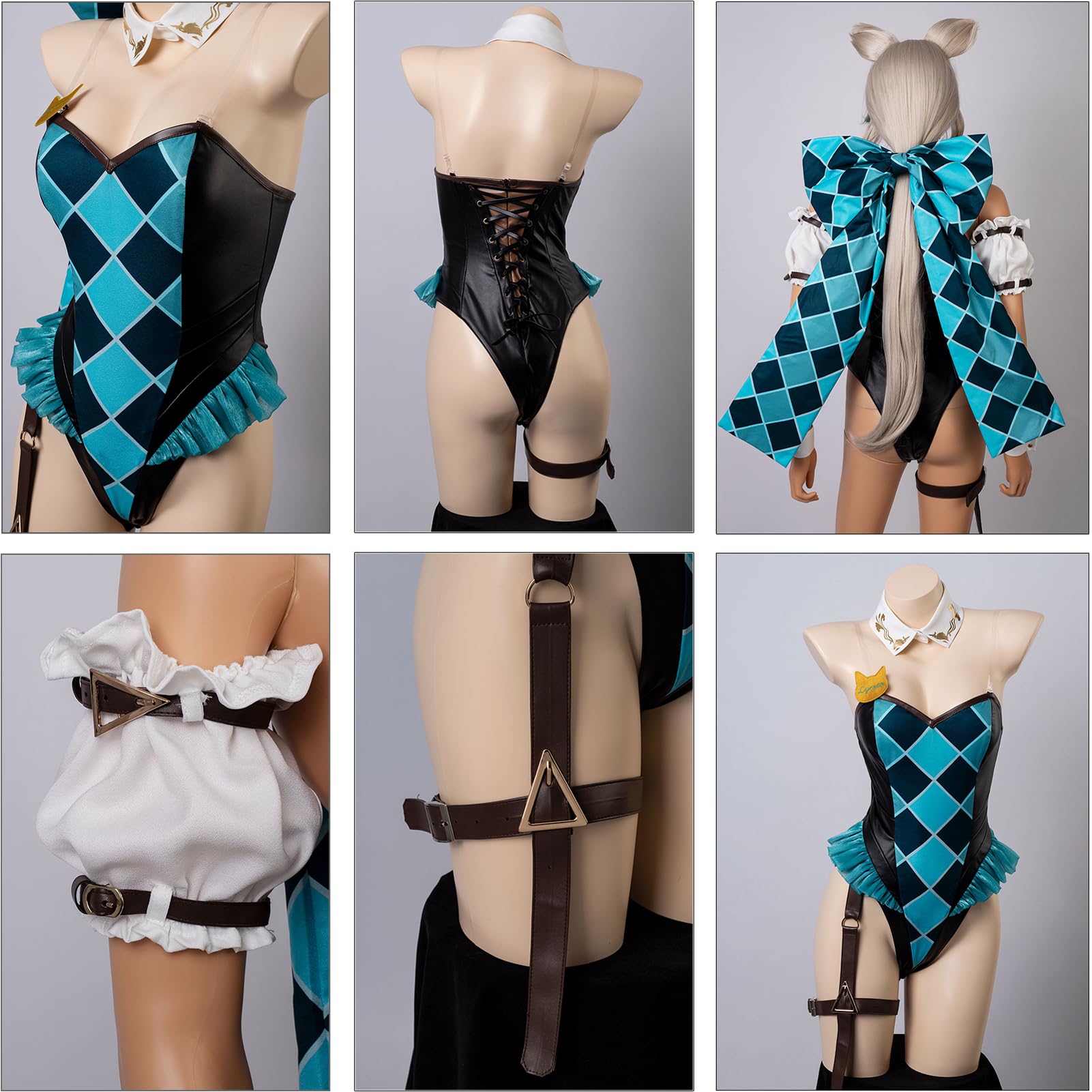 Cosfun Women Genshin Swimsuit One Piece Bunny Bodysuit Bunny Costume Genshin Lynette Cosplay Swimsuit Jumpsuit Suit FY0019 XS