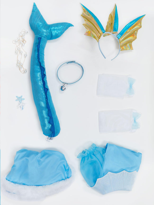 Mobbunny Women's Anime Cosplay Romper Onesie Blue Bodysuit Skirt Set with Headband Choker Halloween Cosplay Costume Main Image