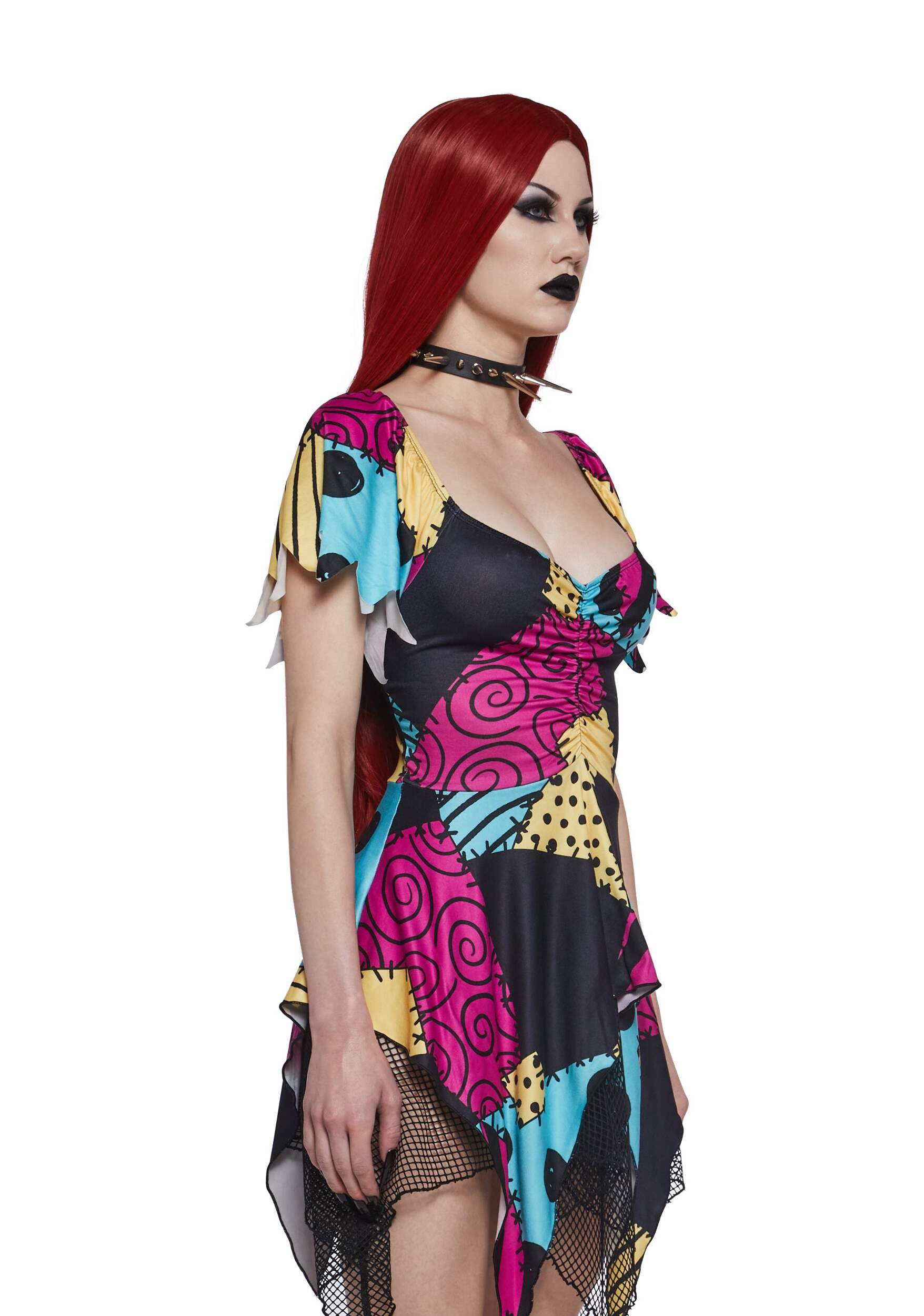 Dolls Kill Nightmare Sally Rag Doll Costume Dress – Halloween Colorblock Dress by Trickz N' Treatz, XX-Large
