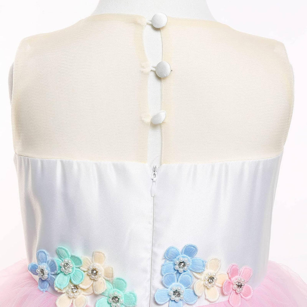 Chektin Unicorn Dress for Girls Unicorn Costume Pageant Princess Dress Party Birthday Long Gown with Accessories Pink 4-5T