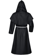 TOKYO REVENGERS Medieval Renaissance Monk Friar Priest Wizard Cloak Hooded Robe Cosplay Belt Necklace Set(Black L)