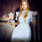 Mepase 5 Pcs Halloween Grunge Band Costume Wonderland in Chains Costume Blue Maid Dress Vintage Chains Set for Women Cosplay(S)