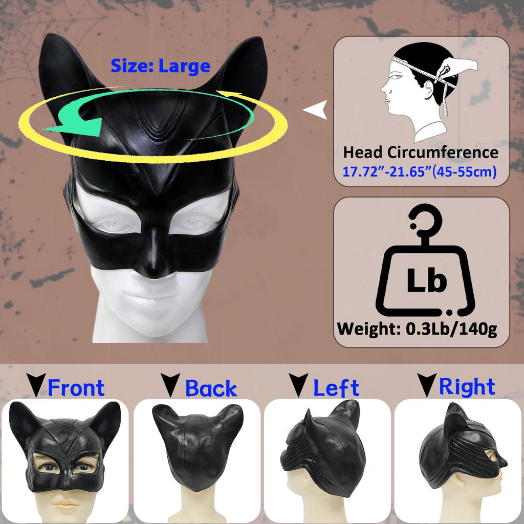 Elemirance Cat Mask for Women, Women's Cat Half Face Masks for Halloween Masquerade Cosplay Party Props - Large